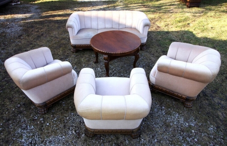 Komplet klubowo - salonowy na lwich łapach, chesterfield 